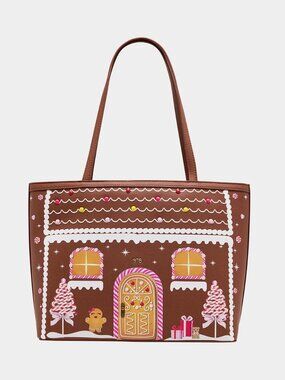 Betsey Johnson Kitsch Baking Spirits Bright Large Tote Bag Brown NWT
